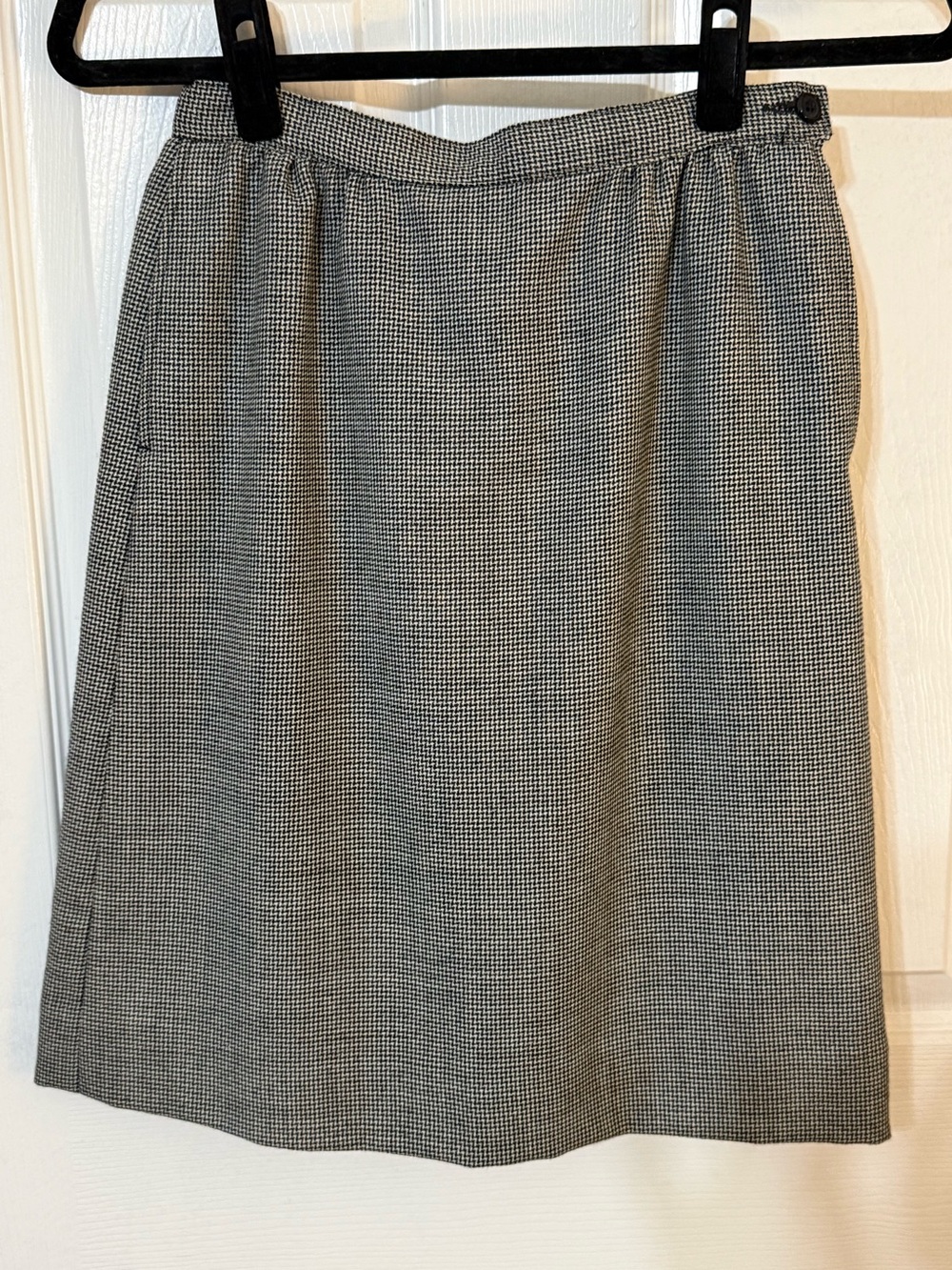 VTG Pendleton Pure Virgin Wool Houndstooth Pencil Skirt black Cream Size 6